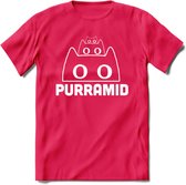 Purrramid - Katten T-Shirt Kleding Cadeau | Dames - Heren - Unisex | Kat / Dieren shirt | Grappig Verjaardag kado | Tshirt Met Print | - Roze - L