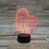 3D Led Lamp Met Gravering - RGB 7 Kleuren - Love