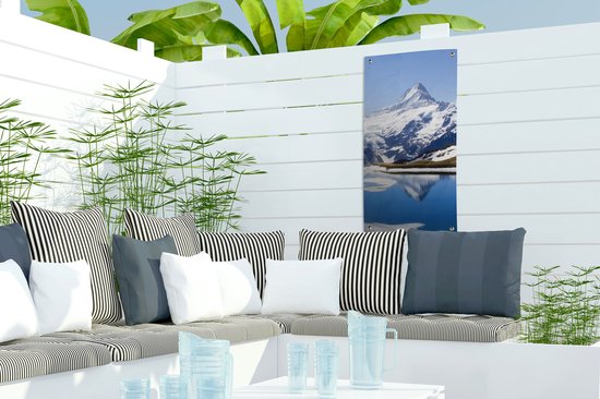 Affiche de jardin Reflet des montagnes enneigées en Suisse dans un lac - 30x60 cm - Toile jardin - Affiche extérieure