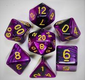 larpcenter - D&D dice set - DnD dobbelstenen - Paars zwart - Dungeons and Dragons - dobbelstenen