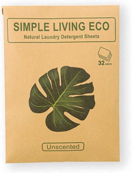 Simple Living Eco - Wasstrips - Detergent Sheets - Unscented - Geurloos - 32 wasbeurten