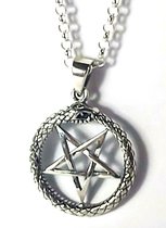 Slang Pentagram zilveren hanger (K1013) - Zilveren Ketting 50 cm