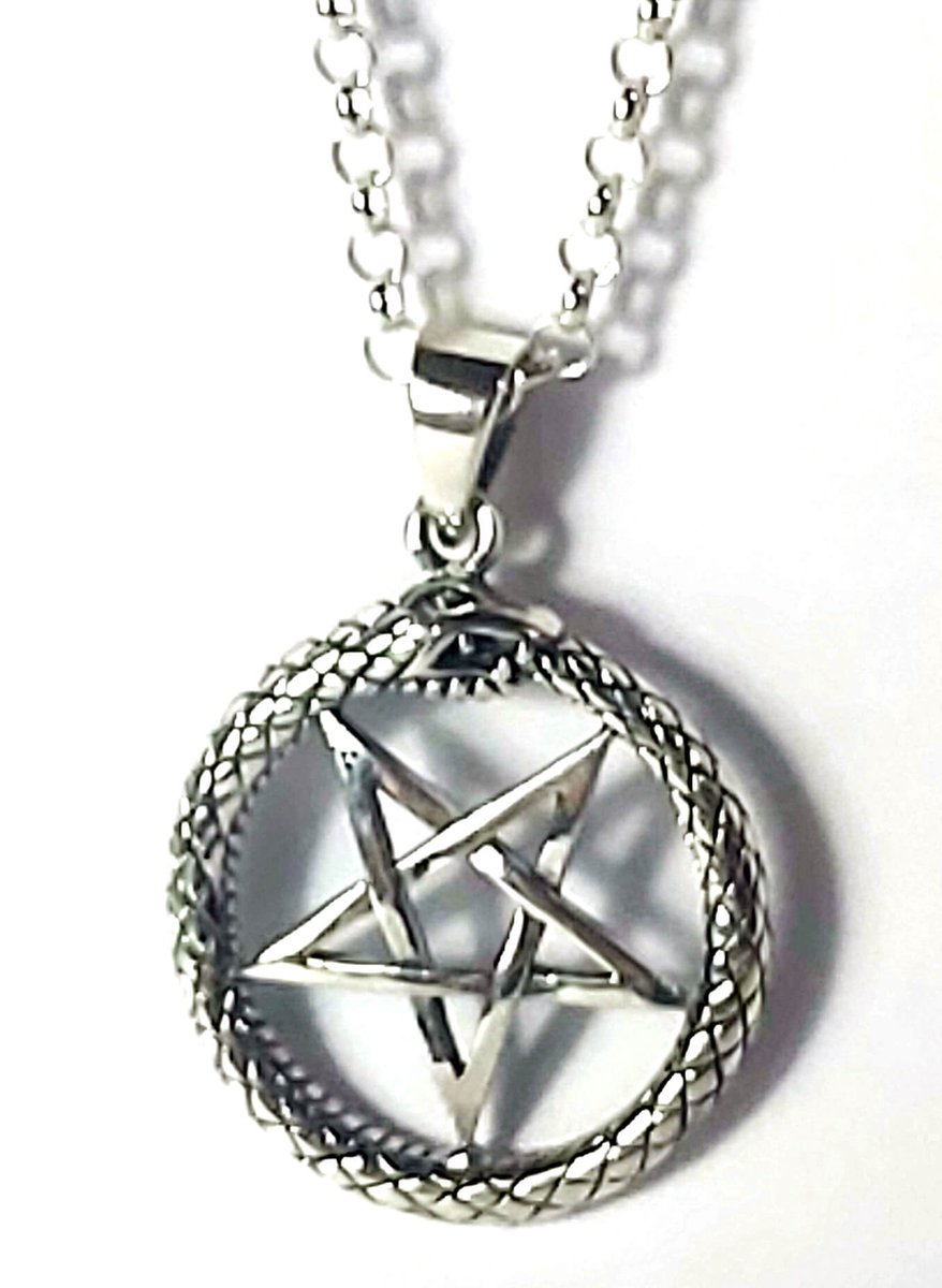 Slang Pentagram zilveren hanger (K1013) - Zilveren Ketting 50 cm