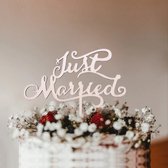 Taart Decoratie - Bruiloft - Taarttopper - Just Married - Hout