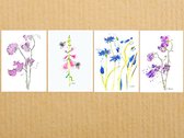 wensinkstories- serie nr7 - set van 8 kunst kaarten- zomer bloemen