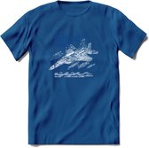 F-15 Vliegtuig T-Shirt | Unisex leger Kleding | Dames - Heren Straaljager shirt | Army F16 | Grappig bouwpakket Cadeau | - Donker Blauw - 3XL