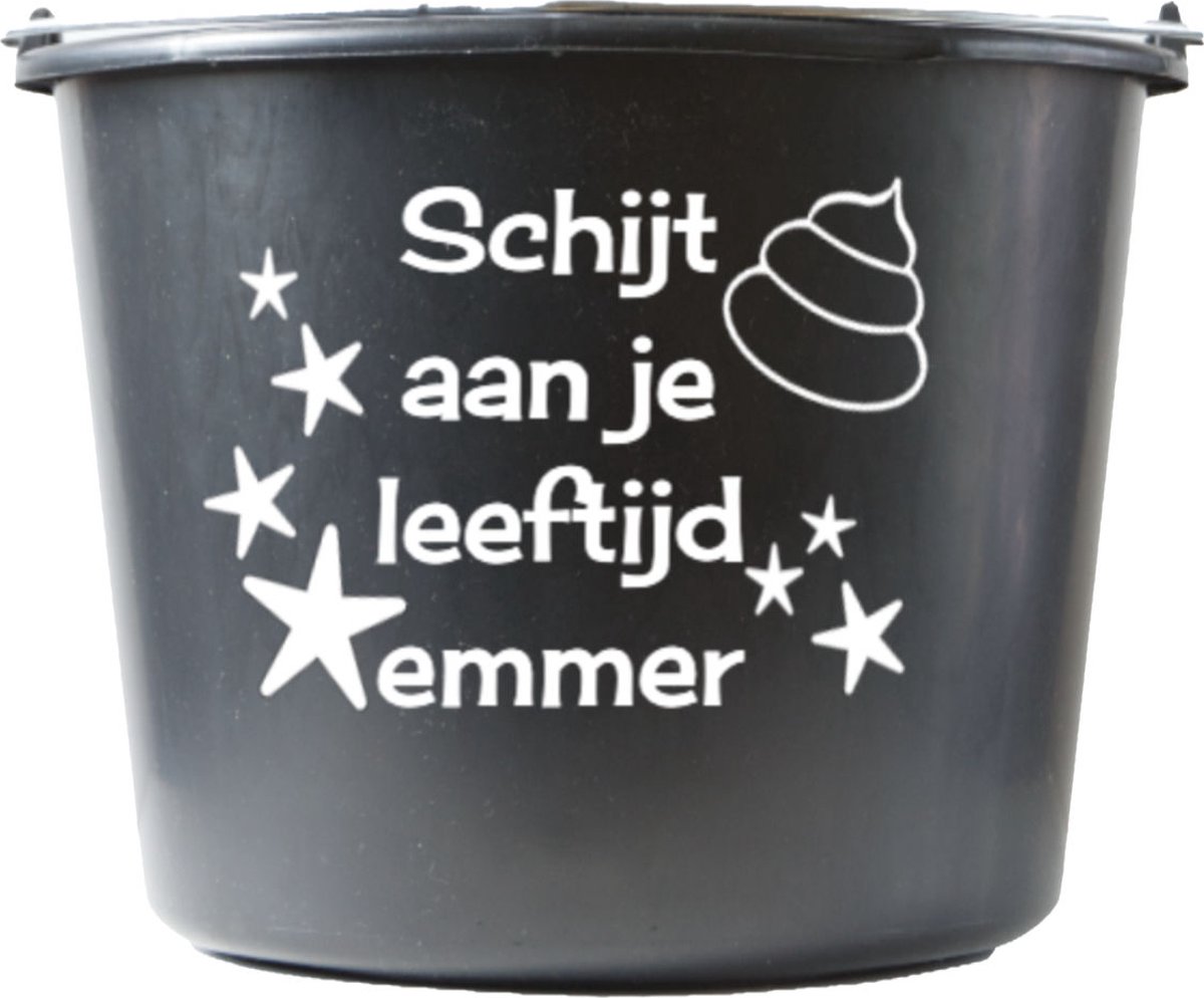 Goedkoopste Cadeau emmer – 12 liter – zwart – met tekst Schijt aan je leeftijd emmer