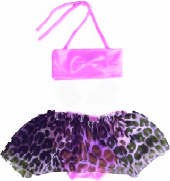 maat 50/56 Bikini baby badkleding kind fel neon roze panterprint | bol.com