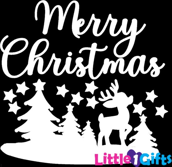 Little1Gifts - Raamsticker kerst - Merry Christmas Hert Denneboom - Groot