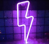 Lampe Led Néon en Forme d'Éclair - Violet - Veilleuse - Éclairage au Néon - Éclairage d'Ambiance - Fenêtre de Lampe au Néon