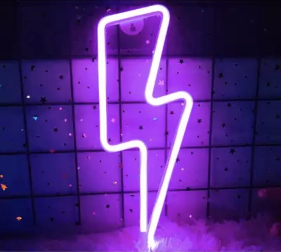 Garderobe creatief attent Neon Led Lamp Bliksem Vormige - Paars - Nachtlamp - Neon verlichting -... |  bol.com