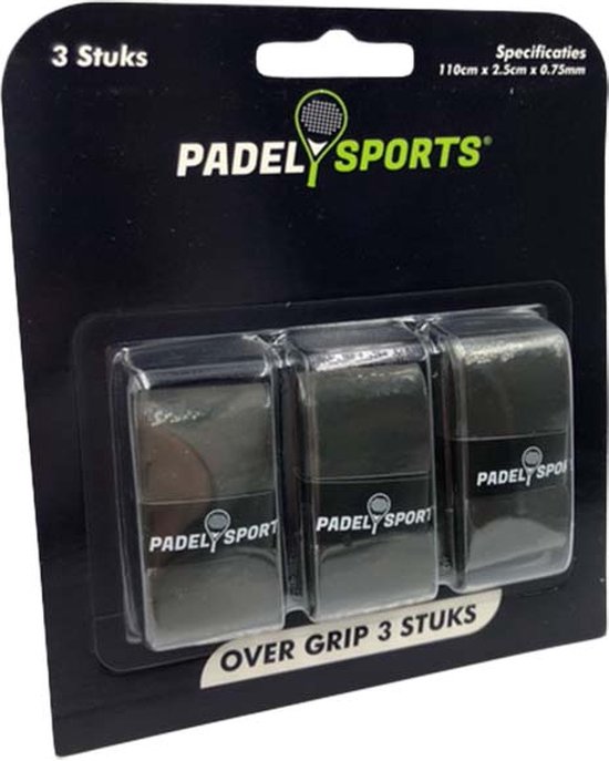 Overgrip - Grip - Griptape - Padel - Overgrip tennis - Overgrip padel - Racketaccessoires - Zwart - 3 stuks - Padel Sports