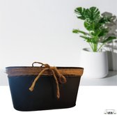 Set van 2-bloempot- zwart zink- plantenbak