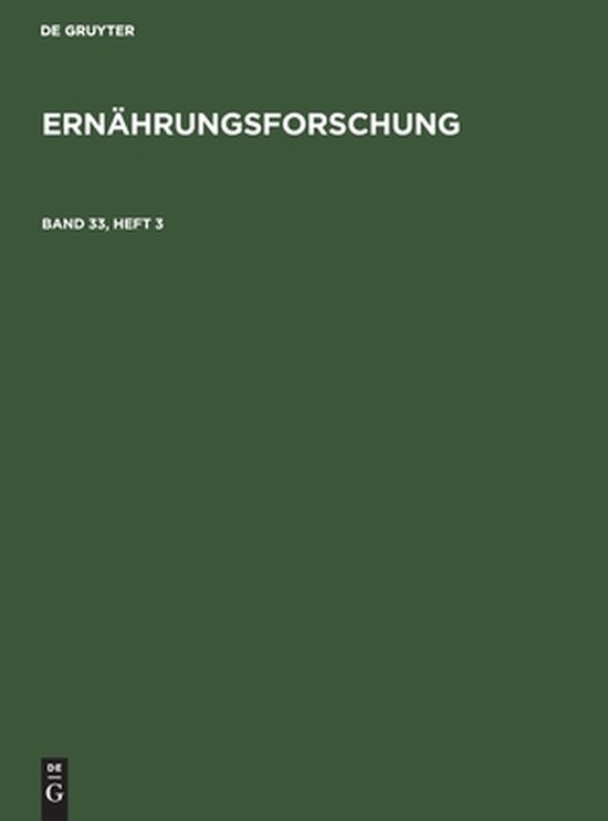 Ernährungsforschung. Band 33, Heft 3 - cover