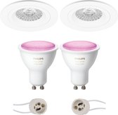 Luxino Rodos Pro - Inbouw Rond - Mat Wit - Ø93mm - Philips Hue - LED Spot Set GU10 - White and Color Ambiance - Bluetooth