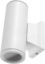 LED Tuinverlichting - Wandlamp Buiten - Igna Wally Up and Down - GU10 Fitting - Rond - Mat Wit - Aluminium - Philips - CorePro 827 36D - 9.2W - Warm Wit 2700K