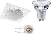 LED Spot Set - Proma Minko Pro - GU10 Fitting - Inbouw Vierkant - Mat Wit - Verdiept - 90mm - Philips - MASTER 927 36D VLE - 3.7W - Warm Wit 2200K-2700K - DimTone Dimbaar