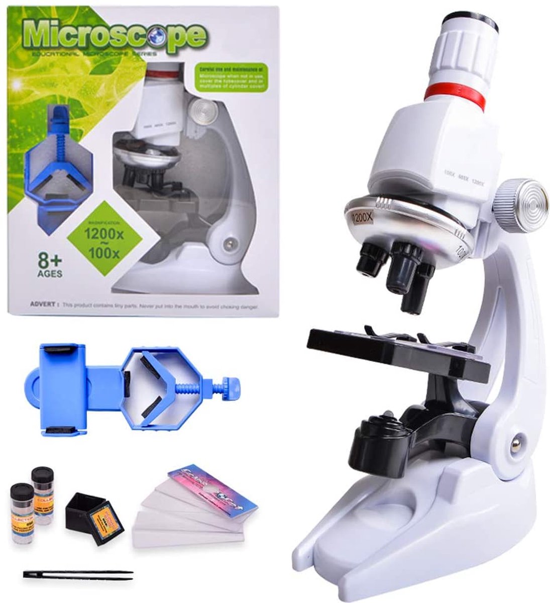 Best4uNL® Microscoop voor kinderen, 100 x 400 x 1200 x microscoop | speelgoed | microscoop met telefoonhouder | microscoop set voor kinderen | scholieren