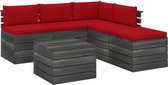 Decoways - 6-delige Loungeset met kussens pallet grenenhout