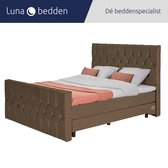 Luna Bedden - Boxspring Skye - 140x210 Compleet Beige Gecapitonneerd