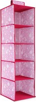 Navaris hangende kast organizer kids - Opberger met 5 vakken voor babykamer of kinderkamer  - 28x28x95 cm - Hangkast in roze met leuke print