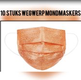 Glitter wegwerp mondmaskers - Oranje - per 10 stuks