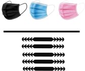 50 Roze + 50 Blauw + 50 Zwart Wegwerp Mondkapjes | Met gratis 5 Earsavers