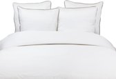 Fissaggio | Dekbedovertrekset Mist Tencel met Dune Linnen Piping - 240x200/220cm - Wit/Zand - Slopen 65x65cm - BE