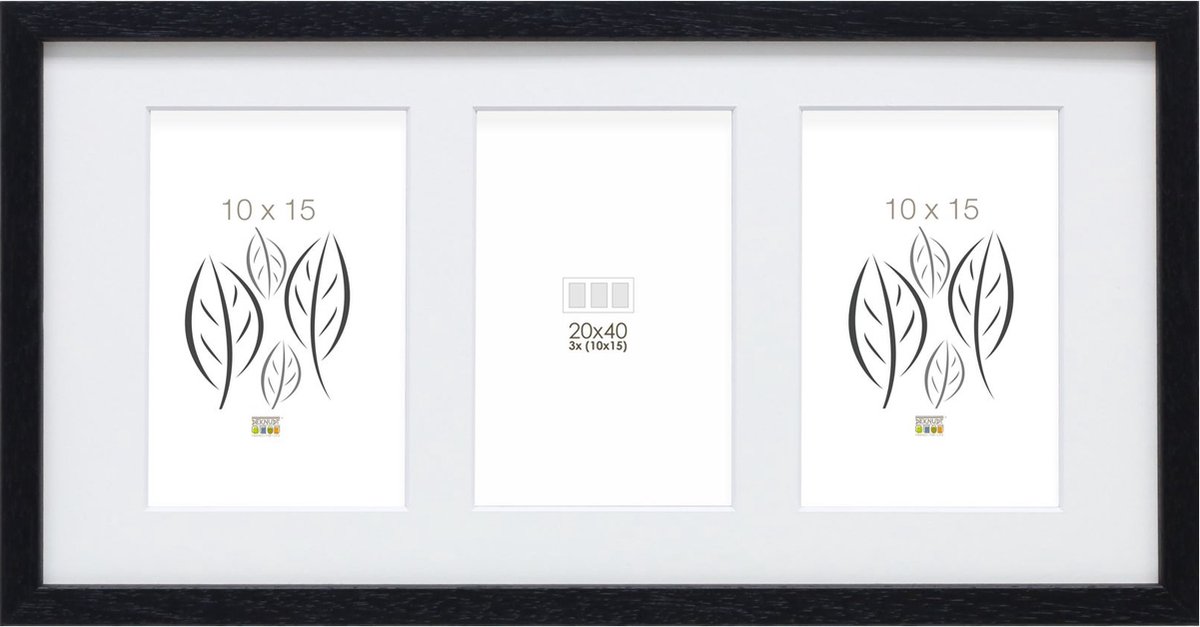 Deknudt Frames Fotolijst - Zwart - S223K2 P3 - Voor 3 foto's 10x15 cm