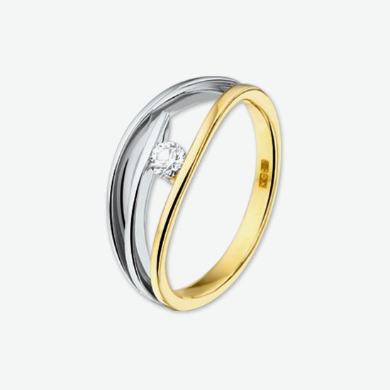 The Jewelry Collection Ring Zirkonia - Bicolor Goud