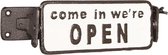 Open Gesloten Bordje 17*7*8 cm Bruin Ijzer Rechthoek Come in we're open Open Closed Bordje Welkomstbord Welkom Bord