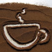 Dibond - Keuken / Voeding - Koffie in beige / bruin / zwart - 80 x 80 cm.