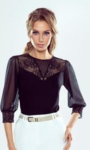 Raisa - mooie damesblouse van Eldar- zwart met kant S