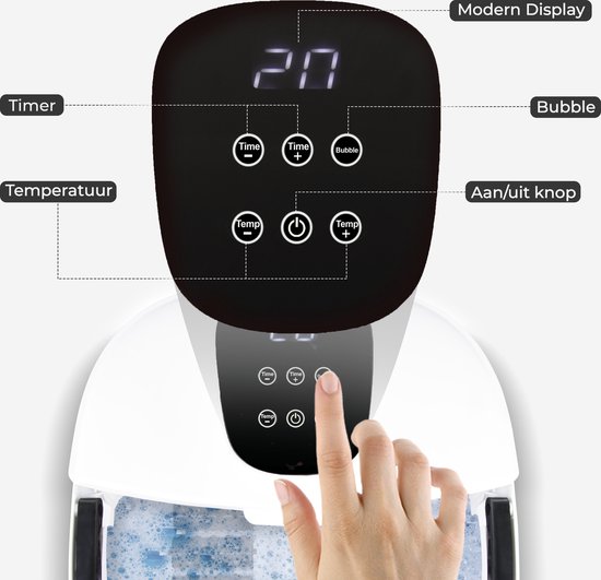 Niceey Massage Voetenbad XXL – Elektrisch Voetbad met massage – 10 Massage Rollers – Tot 48°C - Infrarood Voetmassage - 12L - Wit