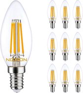 Voordeelpak 10x Noxion Lucent LED E14 Kaars Filament Helder 4.5W 470lm - 827 Zeer Warm Wit | Dimbaar - Vervangt 40W.