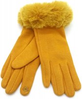 Zachte dames handschoenen Warm Touch|Geel|Nepbont|warme handschoenen