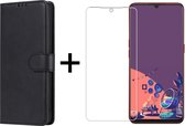 iParadise Oppo A91 hoesje bookcase met pasjeshouder zwart wallet portemonnee book case cover - 1x Oppo A91 screenprotector