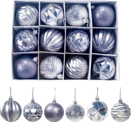solide Harde ring krullen Kerstballen Plastic – Kerstballen Zilver - Kerstballen set van 12 stuks - 6  CM -... | bol.com