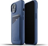 Mujjo - Full Leather Wallet iPhone 13 Hoesje | Blauw
