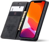 CaseMe - Slim Retro Wallet Case iPhone 12 Mini | Zwart
