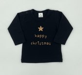 Longsleeve kerst baby - Happy Christmas - Zwart met gouden opdruk maat 56