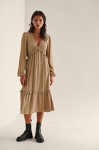 na-kd Maxi-jurk met ballonmouwen en ruches
 - Maat EU 40