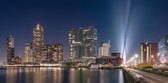 “Het lichtbaken naar de Stad” Skyline van Rotterdam | Hoge resolutie  fotoprint op geborsteld staal  |  Fine Art Photography Prints by Tuistos Sparks | Dibond fijn geborsteld alumi