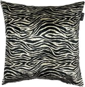 Zippi Design Zebra Art Sierkussen groot 55x55 cm Velvet, Luxe (veren vulling) kleur zwart/wit Zebra dierenprint