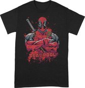Deadpool Pose Splat - T-shirt - zwart - Maat L