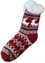 Super zachte kerstsokken - rendier - rood - antislip - Maat 39 t/m 42 - 1 paar