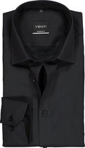 VENTI modern fit overhemd - mouwlengte 7 - zwart - Strijkvrij - Boordmaat: 43