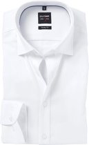 OLYMP Level 5 body fit overhemd - wit met diamant structuur - Strijkvriendelijk - Boordmaat: 41