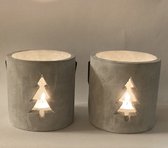 2 waxinelichthouders met kerstboom | H10 D10 | Cosy@Home | Kerstdecoratie