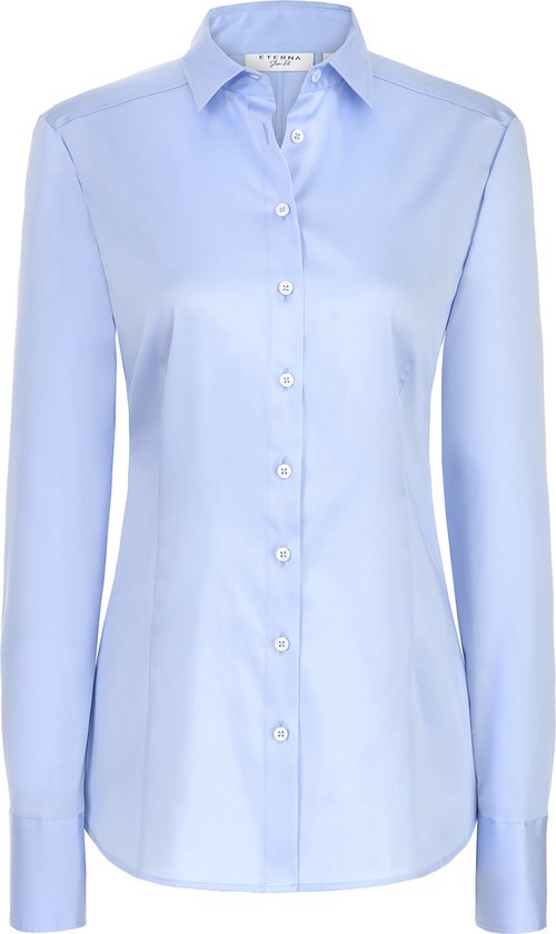 ETERNA dames blouse slim fit - stretch satijnbinding - lichtblauw - Maat:  38 | bol.com